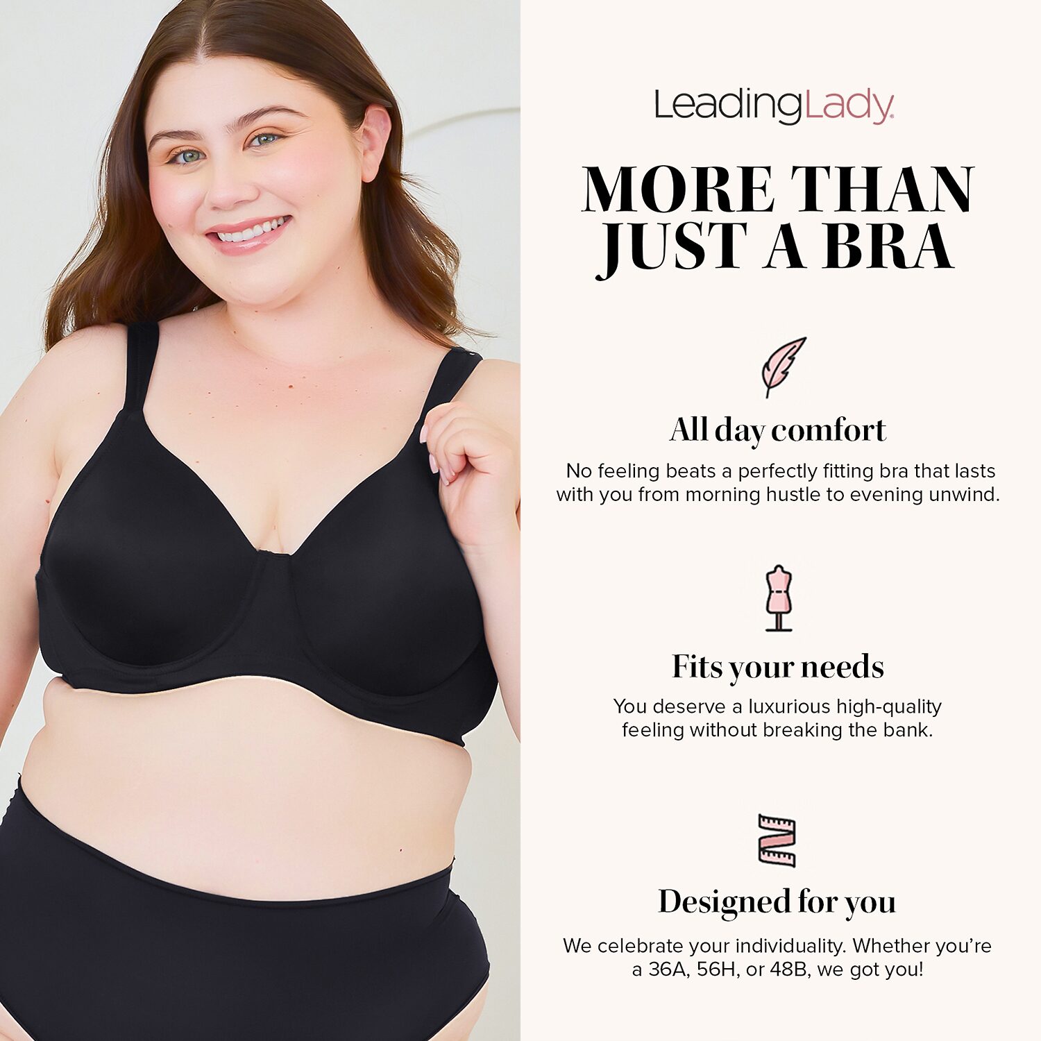 Leading Lady® Seamless Full Figure Padded Underwire T-Shirt Bra-5028