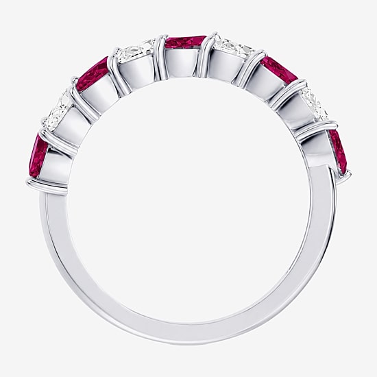 3/8 CT. T.W. Lab-Grown Diamond and Genuine Gemstone 10K Gold Marquise Band
