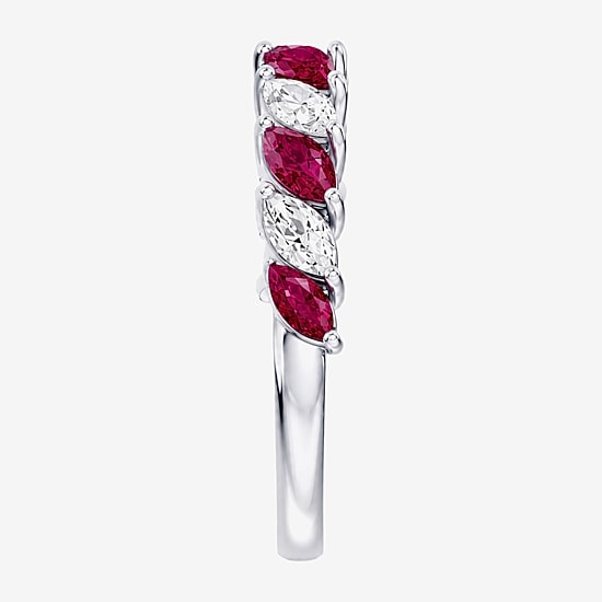 3/8 CT. T.W. Lab-Grown Diamond and Genuine Gemstone 10K Gold Marquise Band