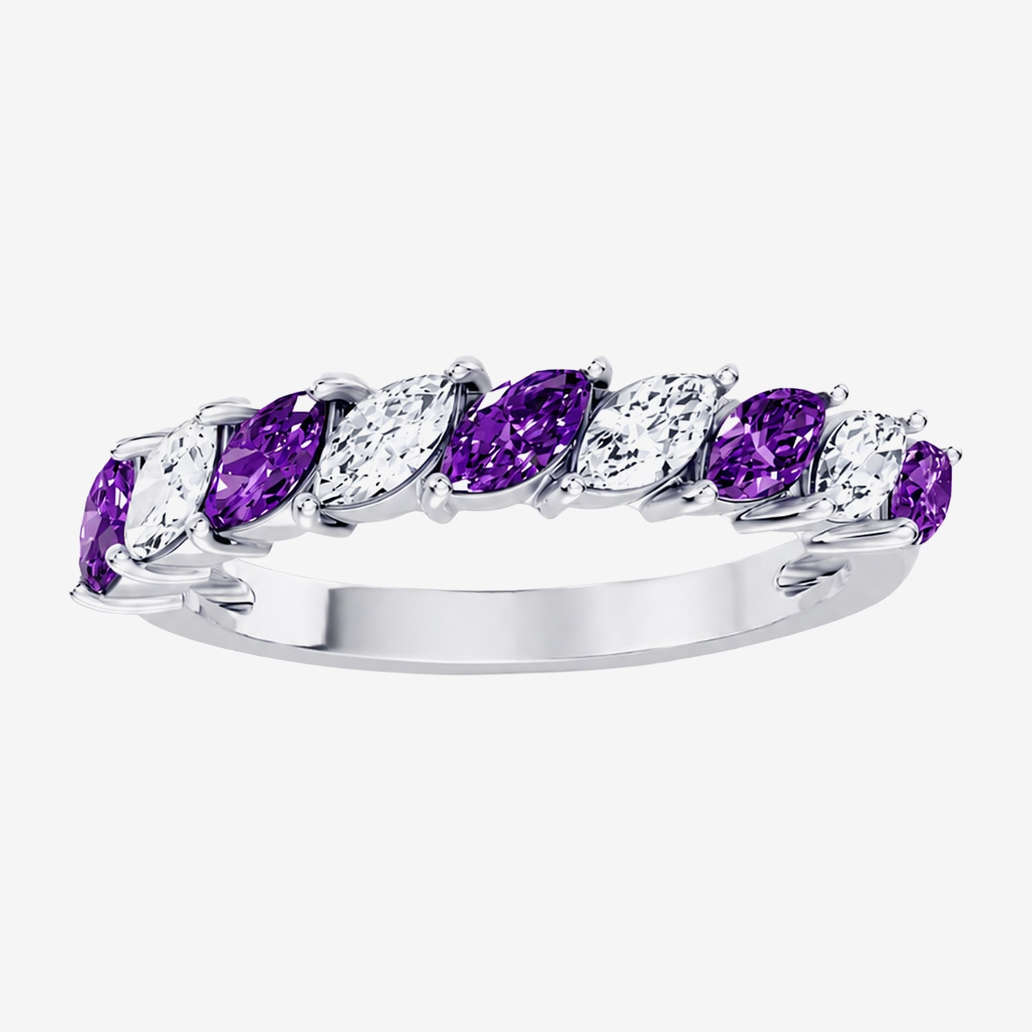 3/8 CT. T.W. Lab-Grown Diamond and Genuine Gemstone 10K Gold Marquise Band