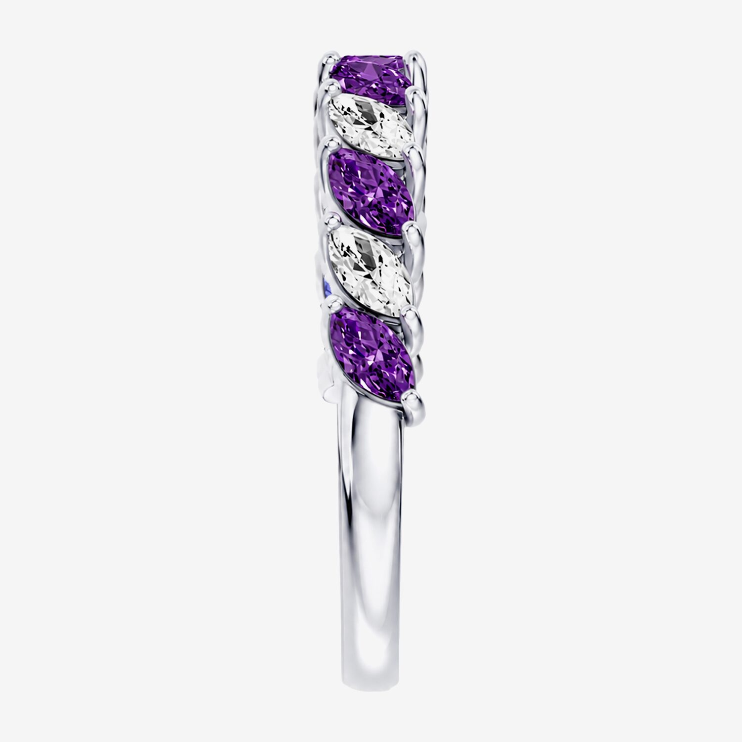 3/8 CT. T.W. Lab-Grown Diamond and Genuine Gemstone 10K Gold Marquise Band