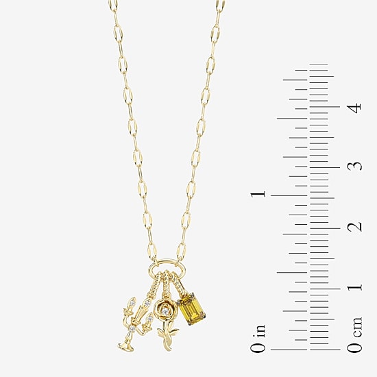 Enchanted Disney Fine Jewelry Belle (I / I2) Womens Diamond Accent Genuine Yellow Citrine 14K Gold Over Silver 18 Inch Pendant Necklace