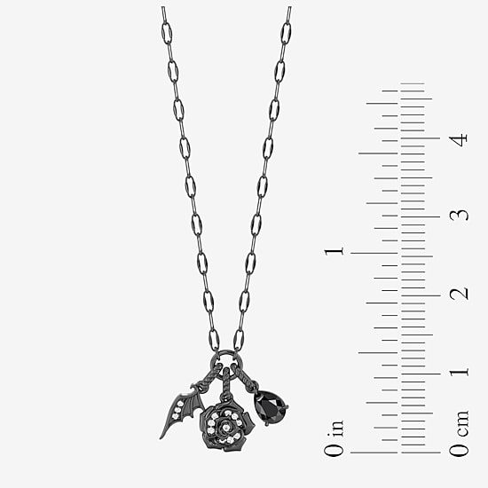 Enchanted Disney Fine Jewelry Maleficent (I / I2) Womens 1/10 CT. T.W. Genuine Black Onyx Sterling Silver 18 Inch Pendant Necklace