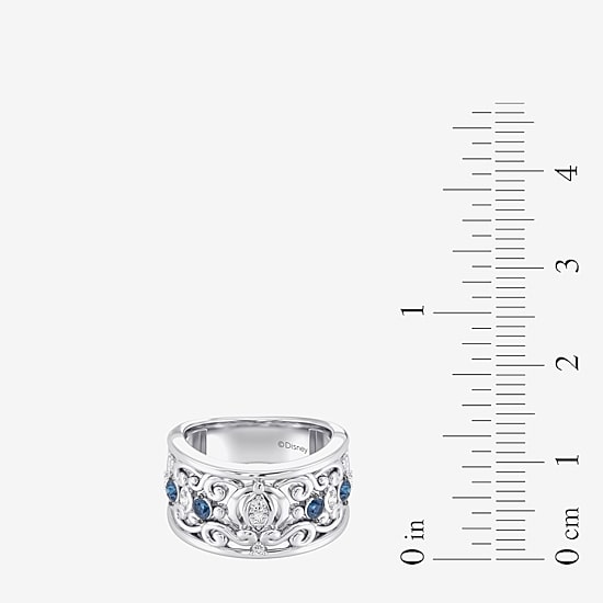 Enchanted Disney Fine Jewelry Cinderella (I / I2) Womens 1/10 CT. T.W. Genuine Blue Topaz Sterling Silver Cinderella Princess Band