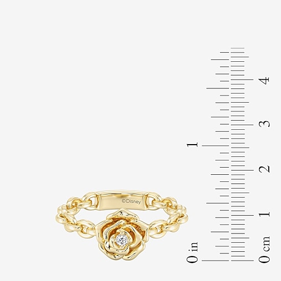 Enchanted Disney Fine Jewelry Belle (I / I2) Womens Diamond Accent Lab Grown White Diamond Accent 14K Gold Over Silver Belle Princess Cocktail Ring