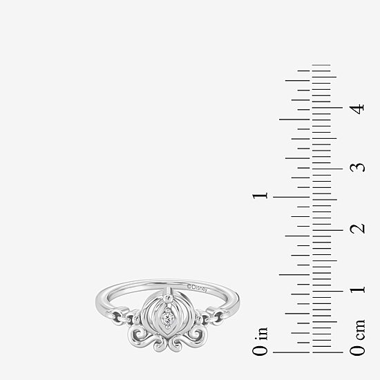 Enchanted Disney Fine Jewelry Cinderella (I / I2) Womens Diamond Accent Lab Grown White Diamond Accent Sterling Silver Cinderella Princess Cocktail Ring