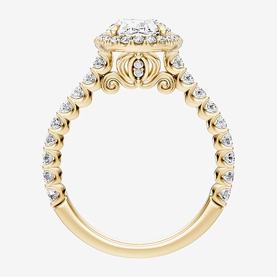 Enchanted Disney Fine Jewelry Cinderella (F / Si1) Womens 2 3/4 CT. T.W. Lab Grown White Diamond 10K Gold Oval Cinderella Princess Side Stone Engagement Ring