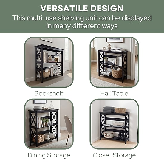 Oxford 3-Tier Bookcase Entryway Hall Table