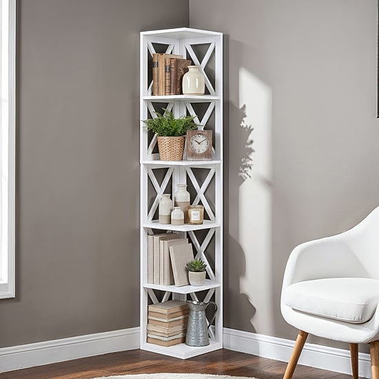 Oxford 5-Shelf Corner Bookcase