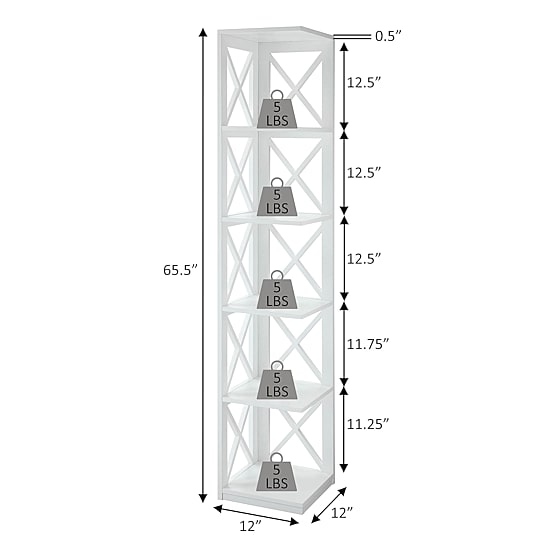 Oxford 5-Shelf Corner Bookcase