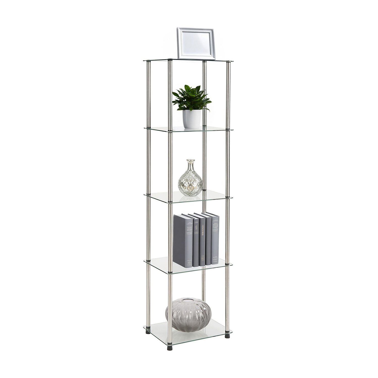 Convenience Concepts Designs2Go Classic Clear Glass 5 Tier Tower