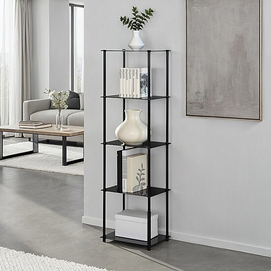 Convenience Concepts Designs2Go Classic Black Glass 5 Tier Tower