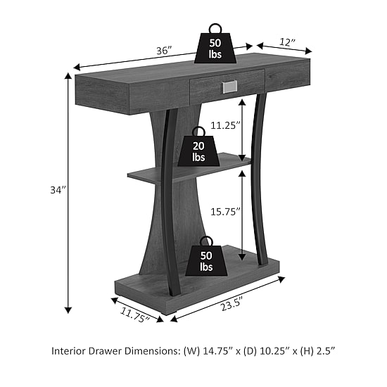 Convenience Concepts Newport Harri 1-Drawer Metal Console Table