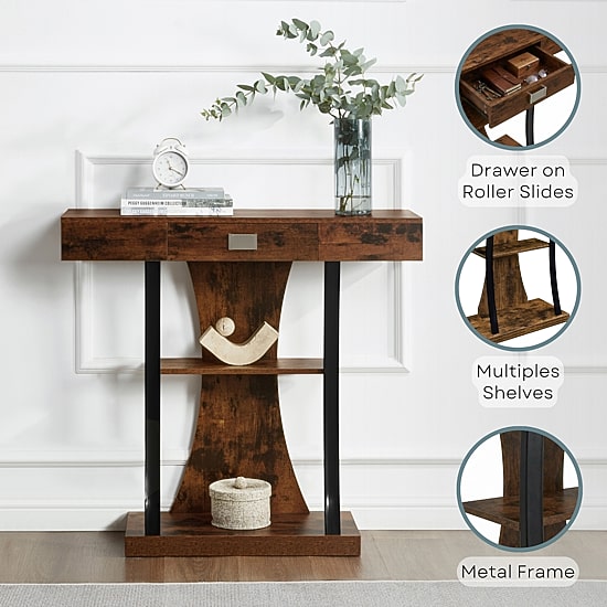 Convenience Concepts Newport Harri 1-Drawer Metal Console Table