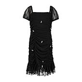summer dress backless White Tie-back Ruched – AROLORA Perfect for beach vacations EMBELLISHMENT_Lace Size:Size ONE SIZE fits upto 3XL Black and White Wedding