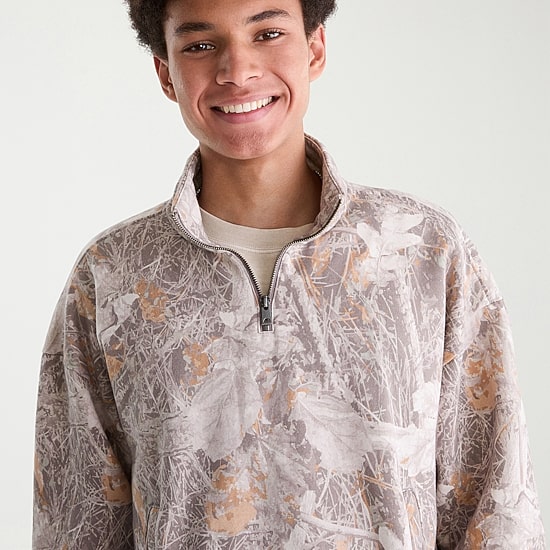 AEROPOSTALE Mens Mock Neck Long Sleeve Quarter-Zip Pullover