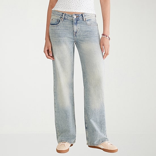 AEROPOSTALE Womens Juniors Low Rise Baggy Fit Wide Leg Jean