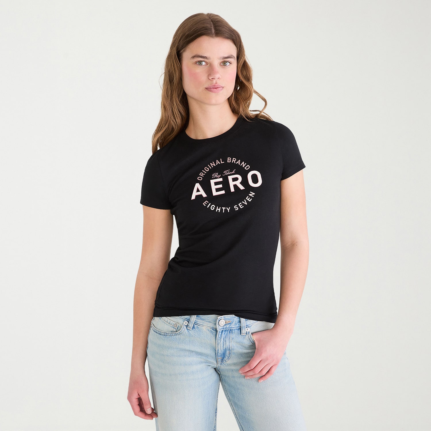 AEROPOSTALE Womens Juniors Crew Neck Short Sleeve Regular Fit Graphic T-Shirt