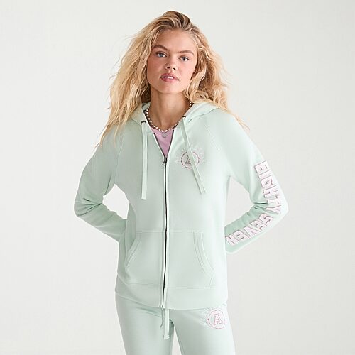 Aéropostale Womens Juniors Long Sleeve Fleece Zipper Hoodie In Green