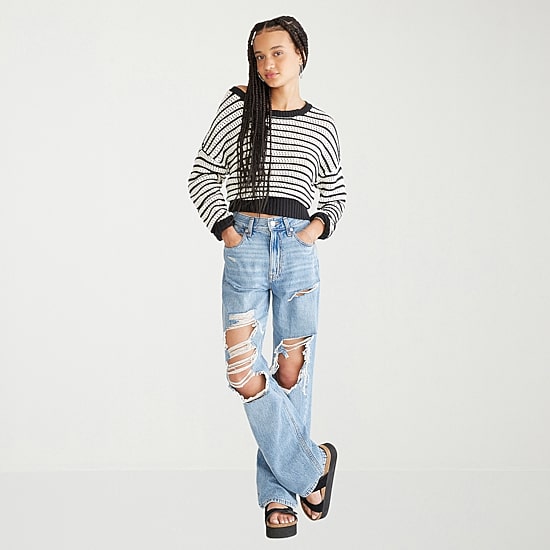 AEROPOSTALE Womens Juniors High Rise Baggy Fit Jean, Color: Medium