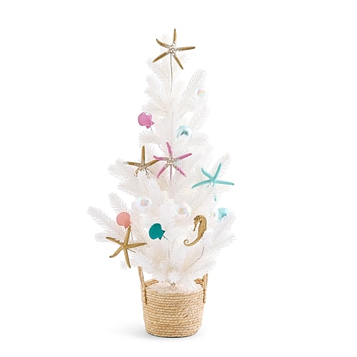 North Pole Trading Co . 36" Coastal Tabletop Tree Christmas Tabletop Tree In White