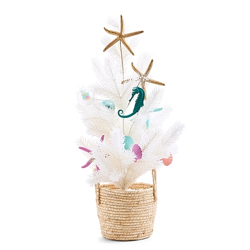 North Pole Trading Co . 26" Coastal Tabletop Tree Christmas Tabletop Tree In White