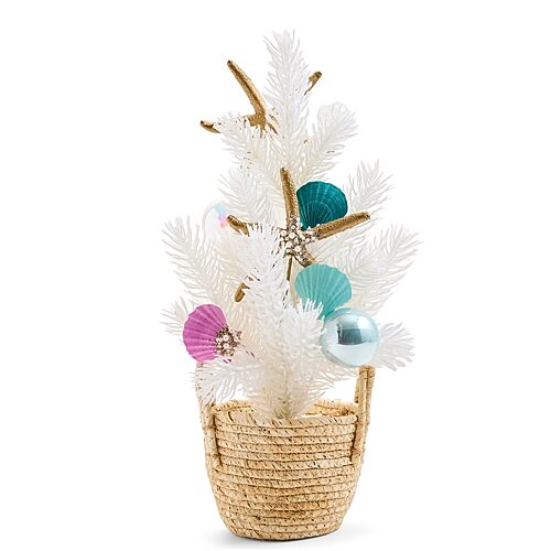 North Pole Trading Co . 16" Coastal Tabletop Tree Christmas Tabletop Tree In White
