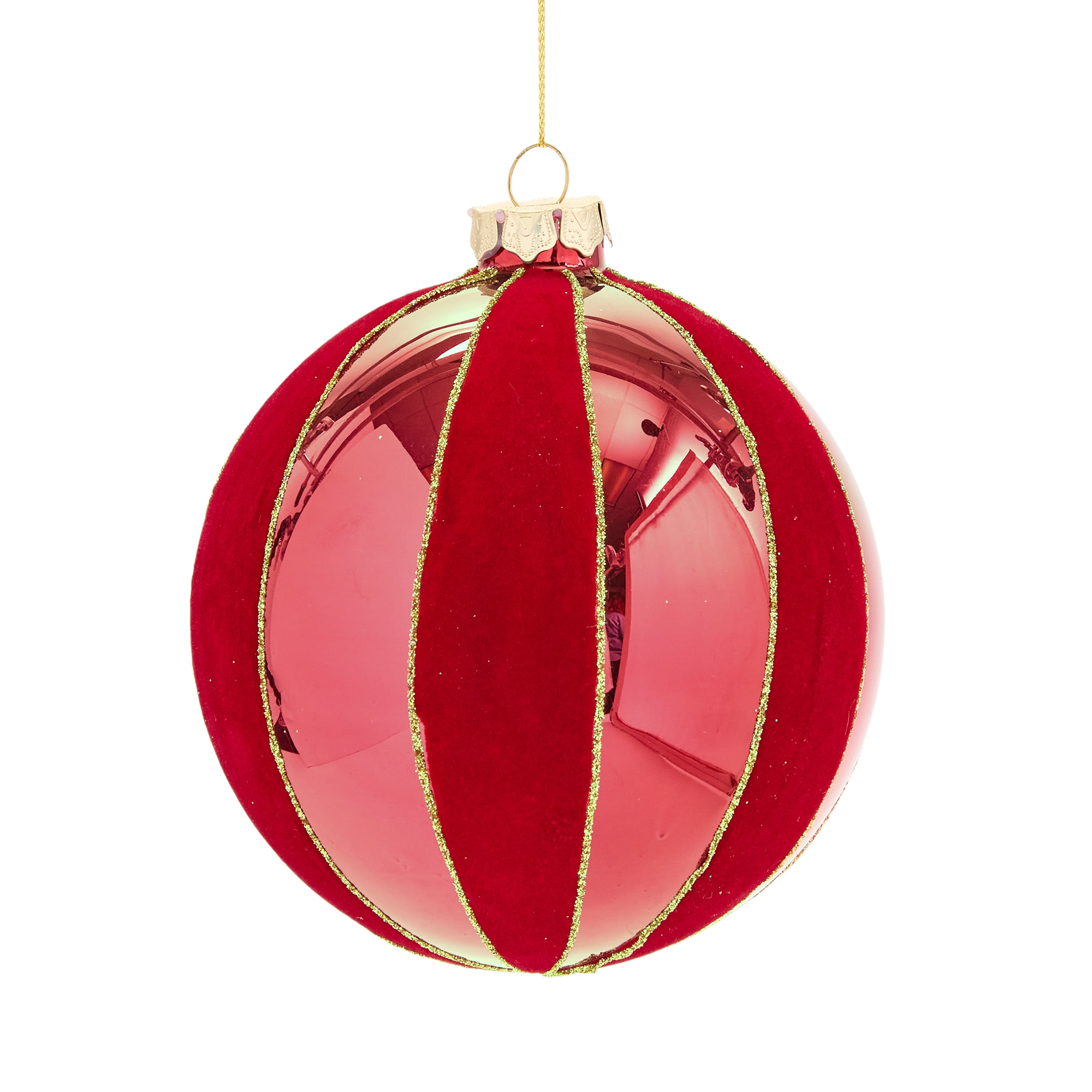 North Pole Trading Co. Shiny Velvet Swirl Ball Christmas Ornament