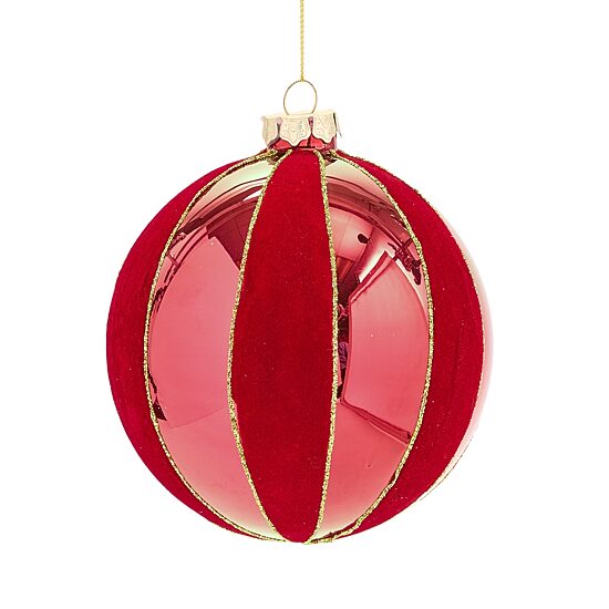 North Pole Trading Co. Shiny Velvet Swirl Ball Christmas Ornament