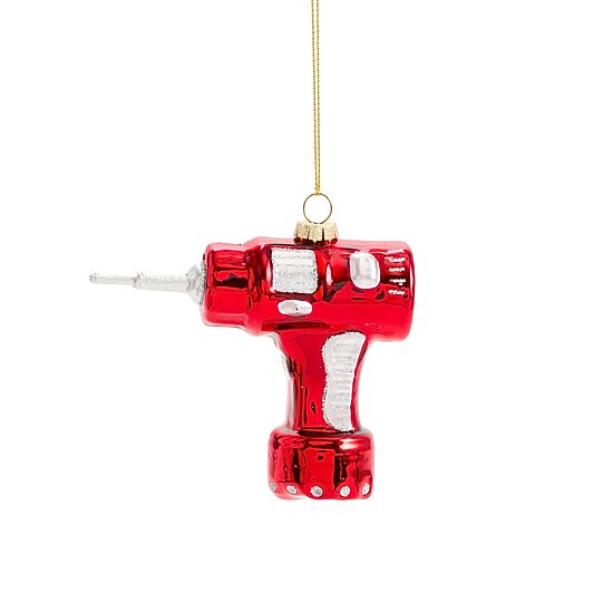 North Pole Trading Co. Glass Electric Drill Christmas Ornament