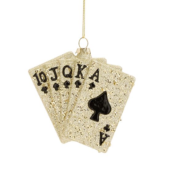 North Pole Trading Co. Glass Poker Card Christmas Ornament