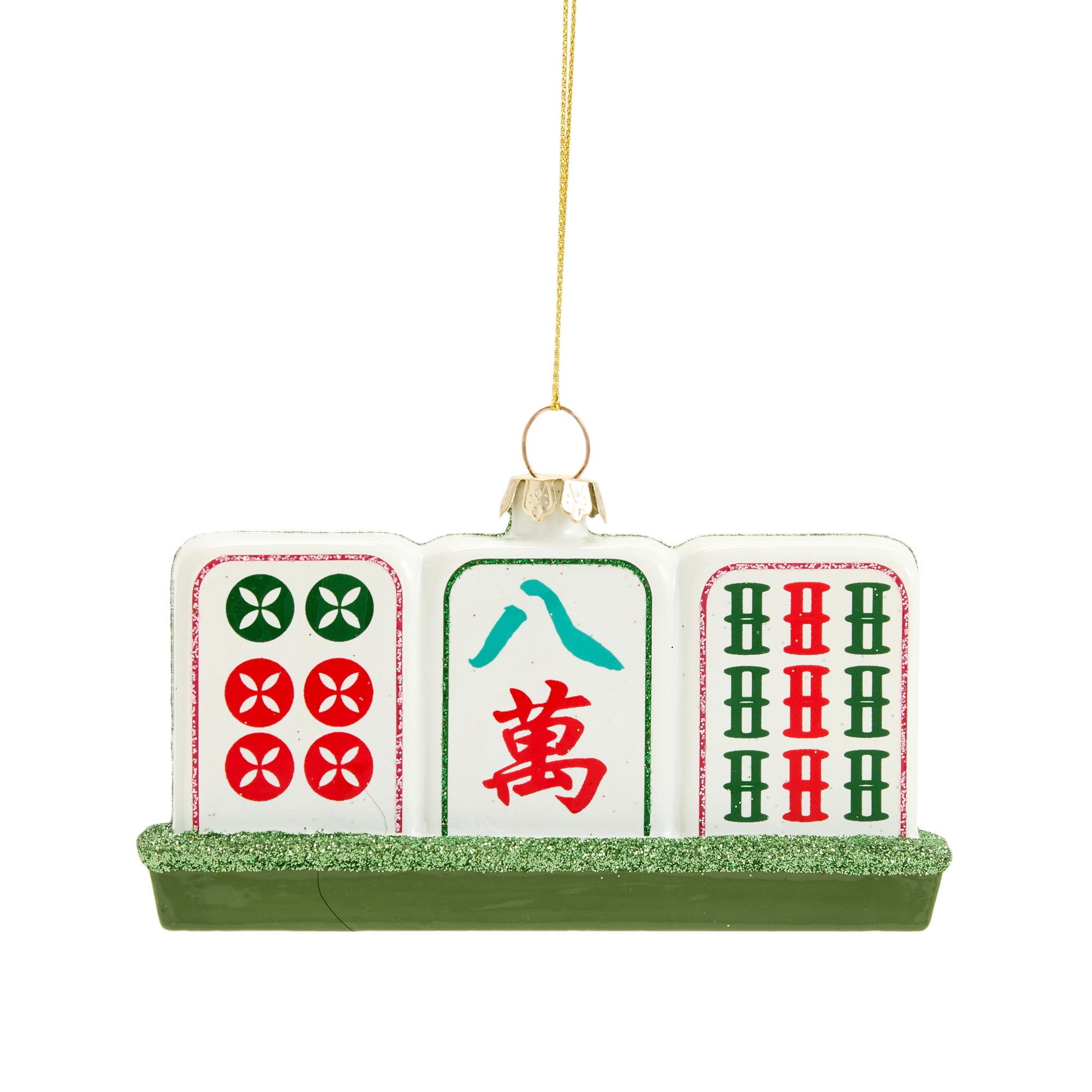 North Pole Trading Co. Glass Mahjong Christmas Ornament
