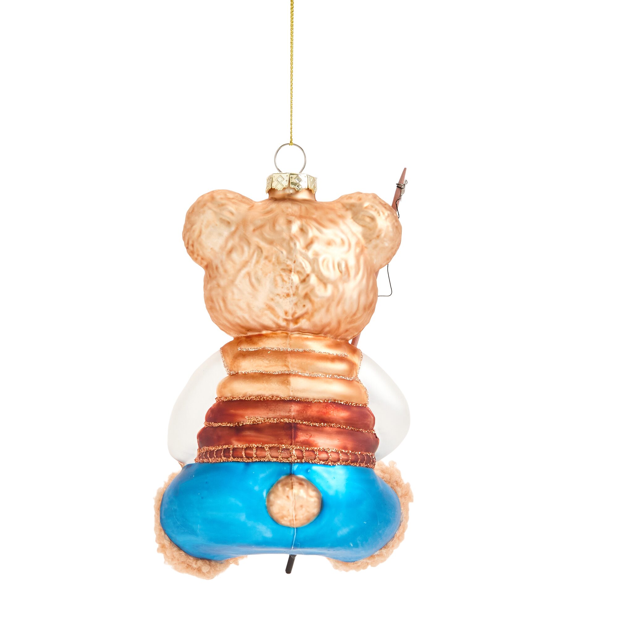 North Pole Trading Co. Glass Fishing Bear Christmas Ornament