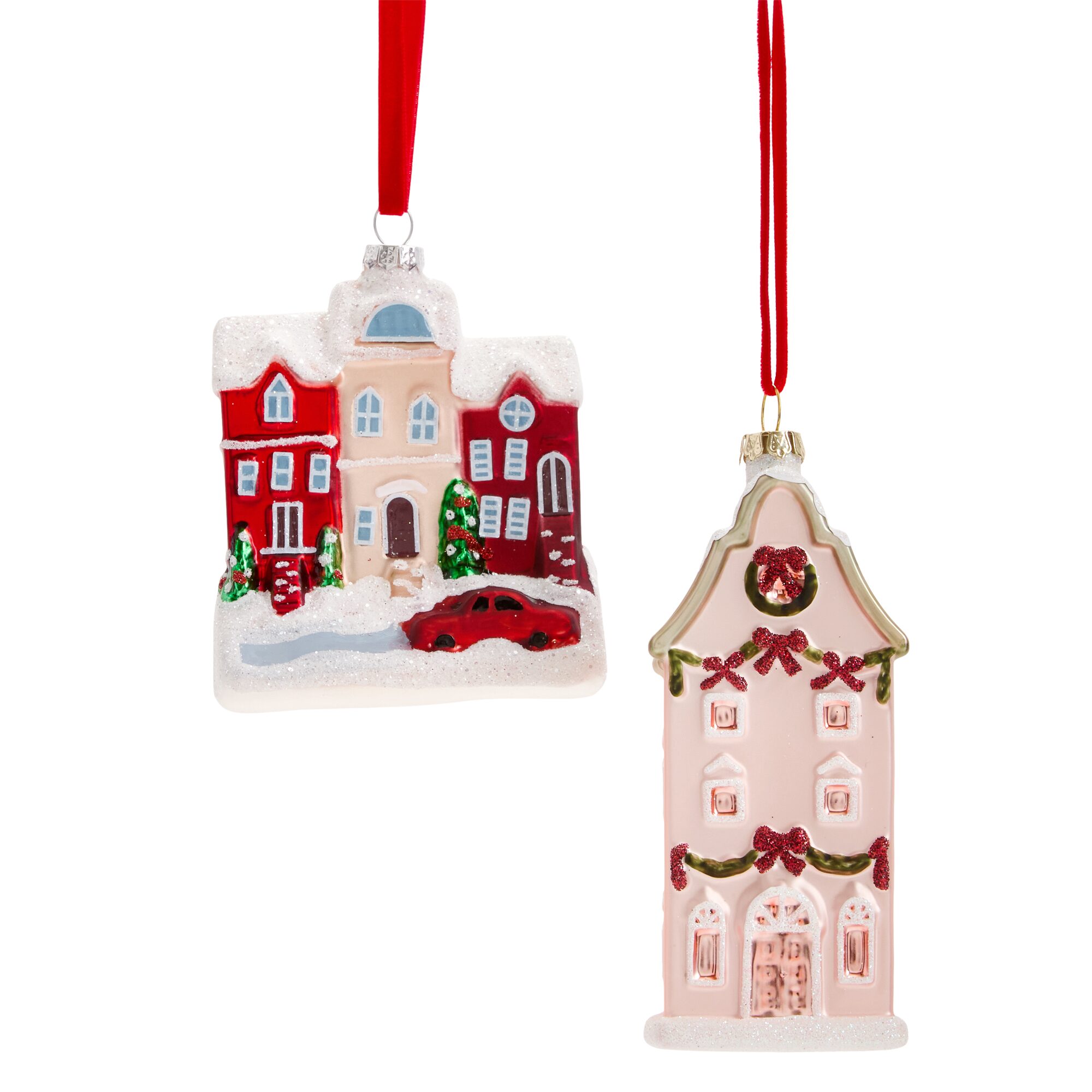 Martha Stewart Glass Village And Townhomes 2-pc. Christmas Ornament