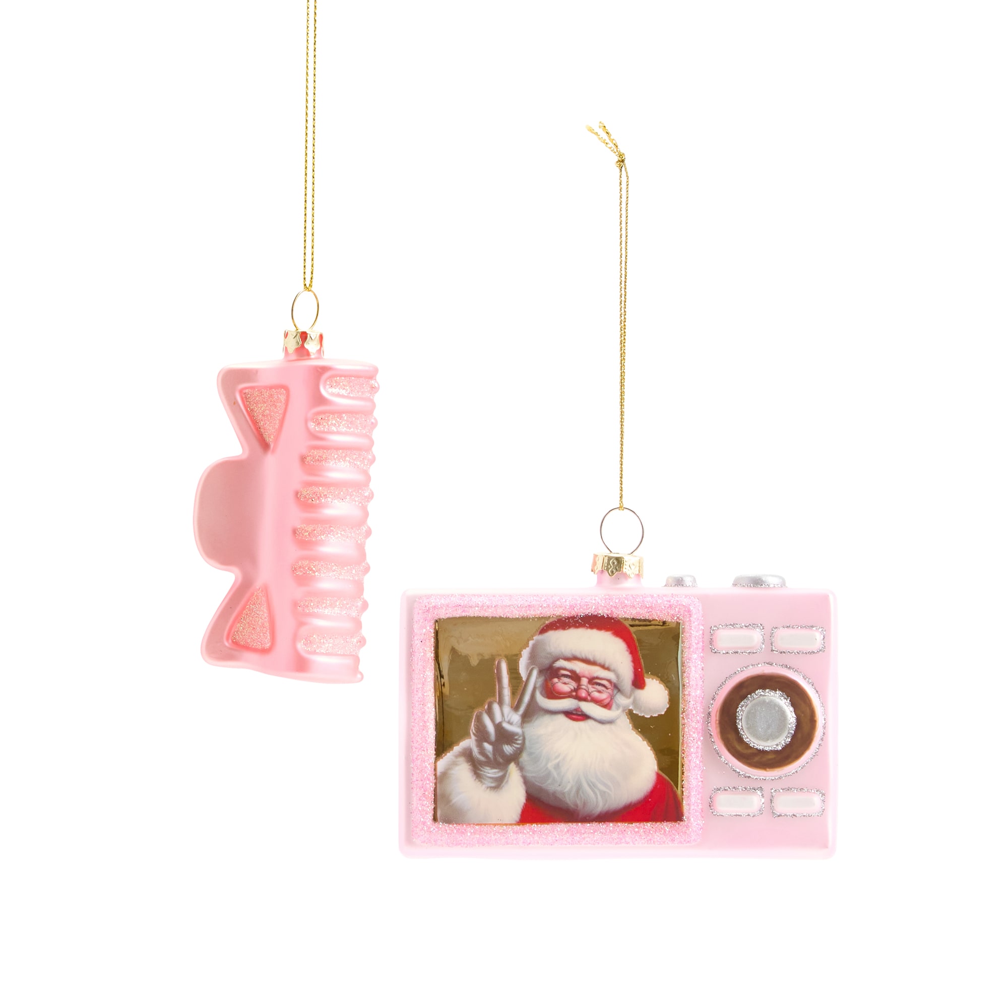 North Pole Trading Co. Pink Hair Clip And Camera 2-pc. Christmas Ornament
