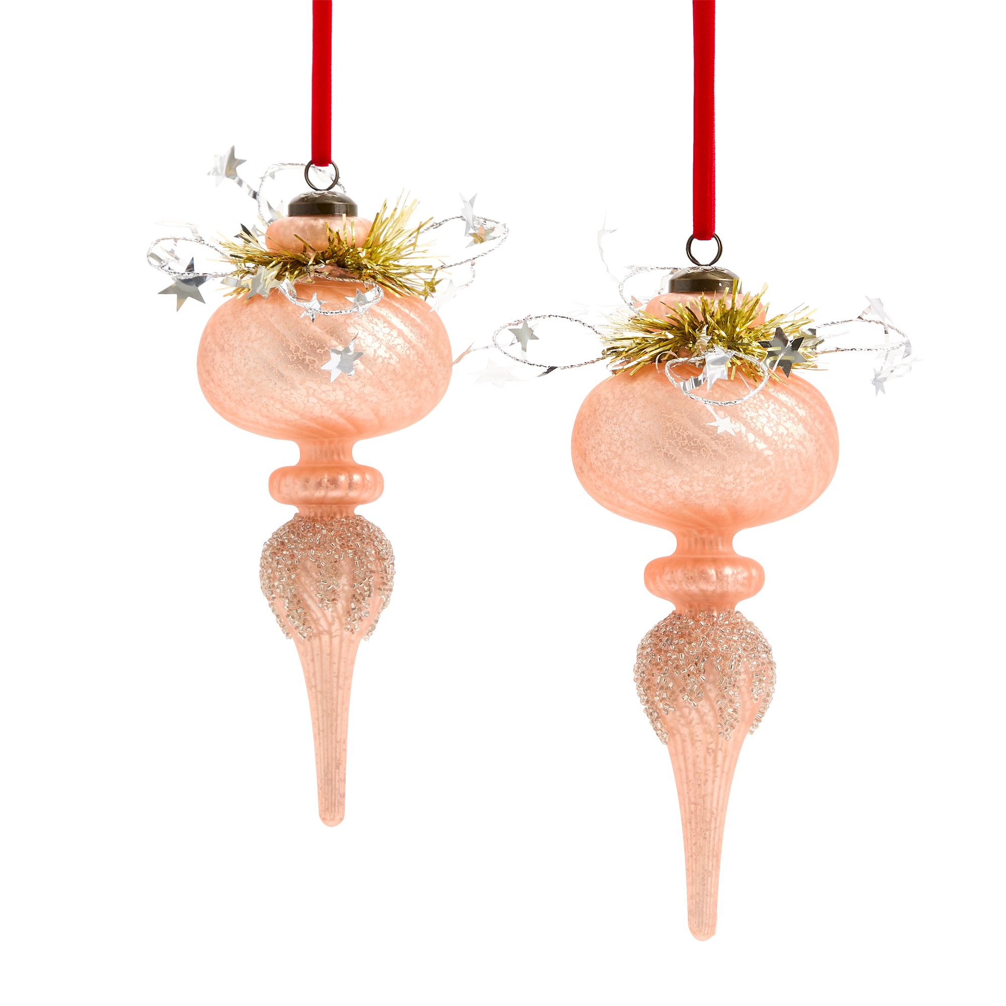 Martha Stewart Pink Frosted Finial 2-pc. Christmas Ornament