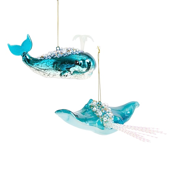 North Pole Trading Co. Coastal Whale And Stingray 2-pc. Christmas Ornament