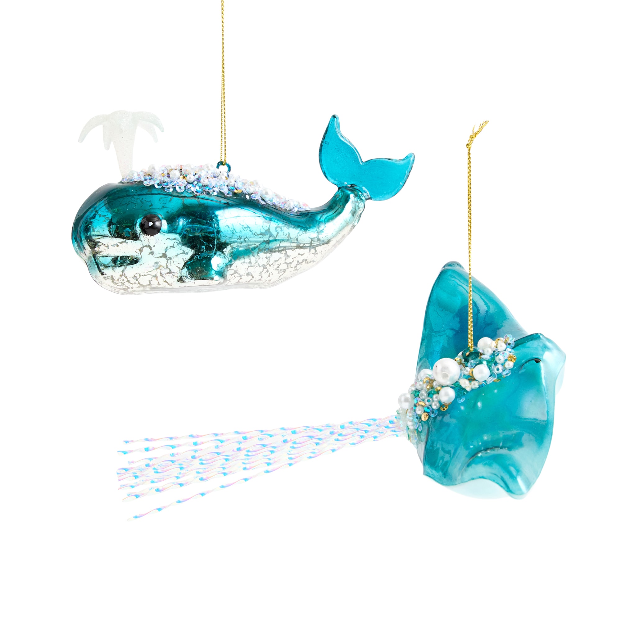 North Pole Trading Co. Coastal Whale And Stingray 2-pc. Christmas Ornament