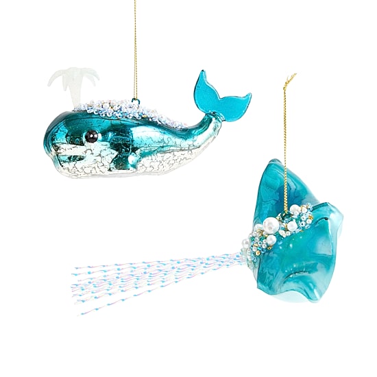 North Pole Trading Co. Coastal Whale And Stingray 2-pc. Christmas Ornament
