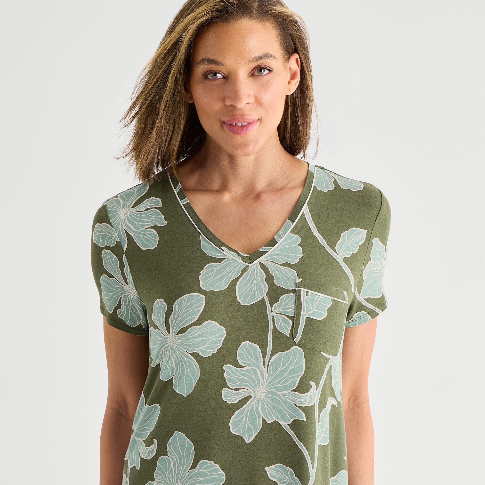Liz Claiborne Cool and Calm Womens Short Sleeve Crew Neck Nightshirt