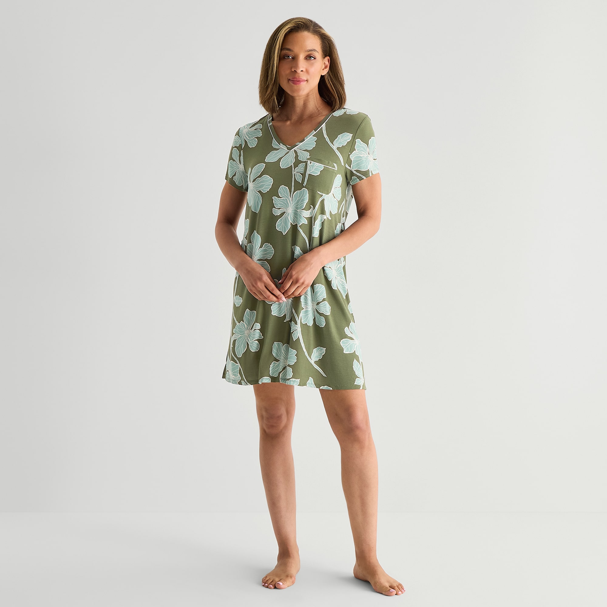 Liz Claiborne Cool and Calm Womens Short Sleeve Crew Neck Nightshirt