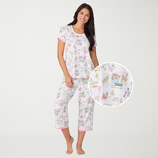 Cuddl Duds Womens Short Sleeve 2-pc. Pajama Set