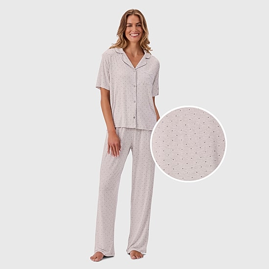 Martha Stewart Womens Short Sleeve 2-pc. Pajama Set