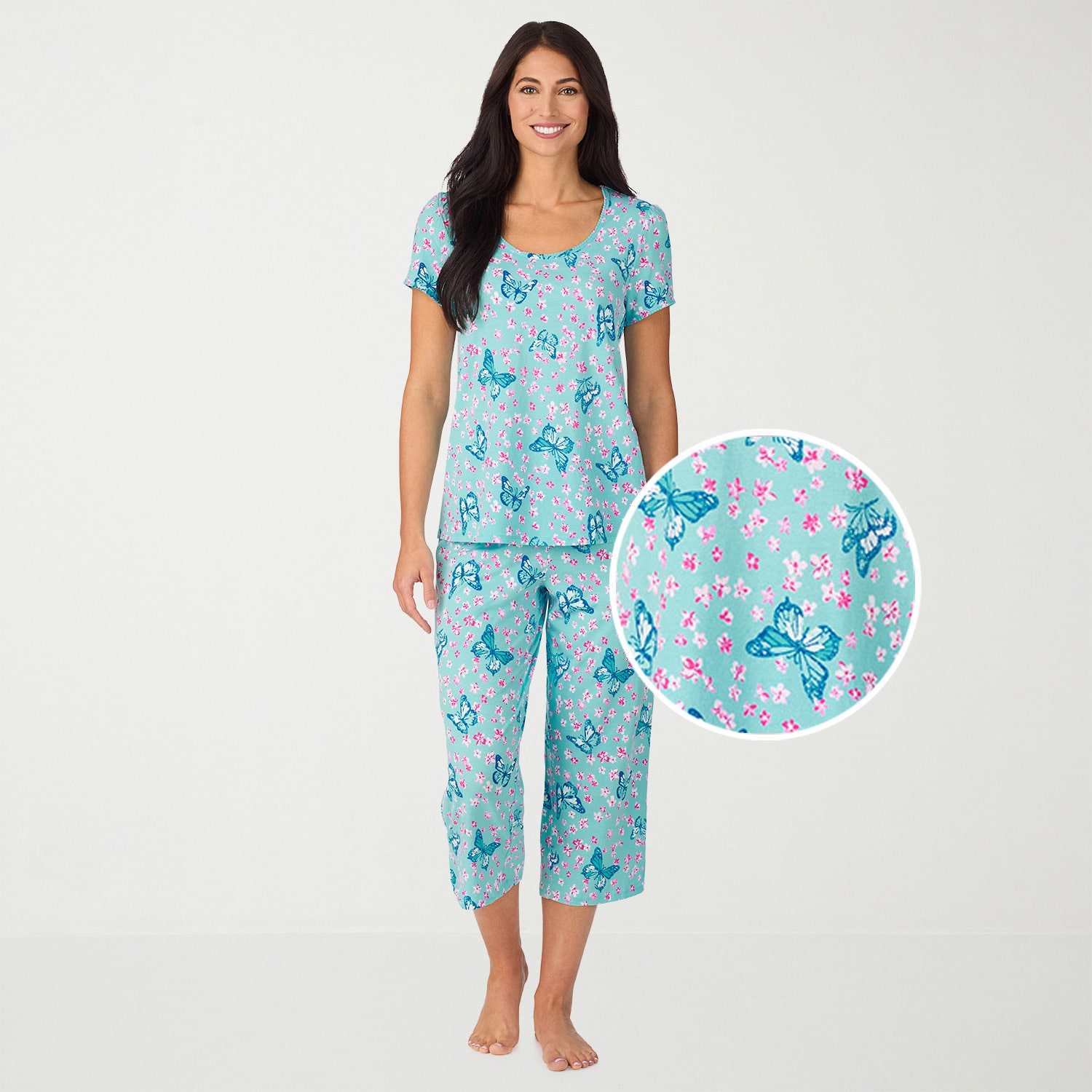 Cuddl Duds Womens Short Sleeve 2-pc. Pajama Set