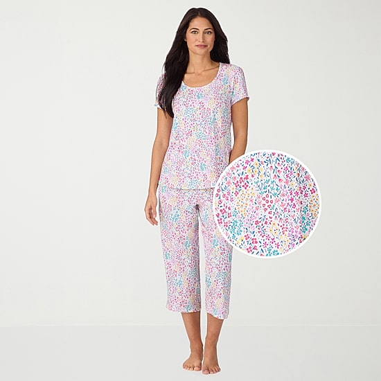 Cuddl Duds Womens Short Sleeve 2-pc. Pajama Set