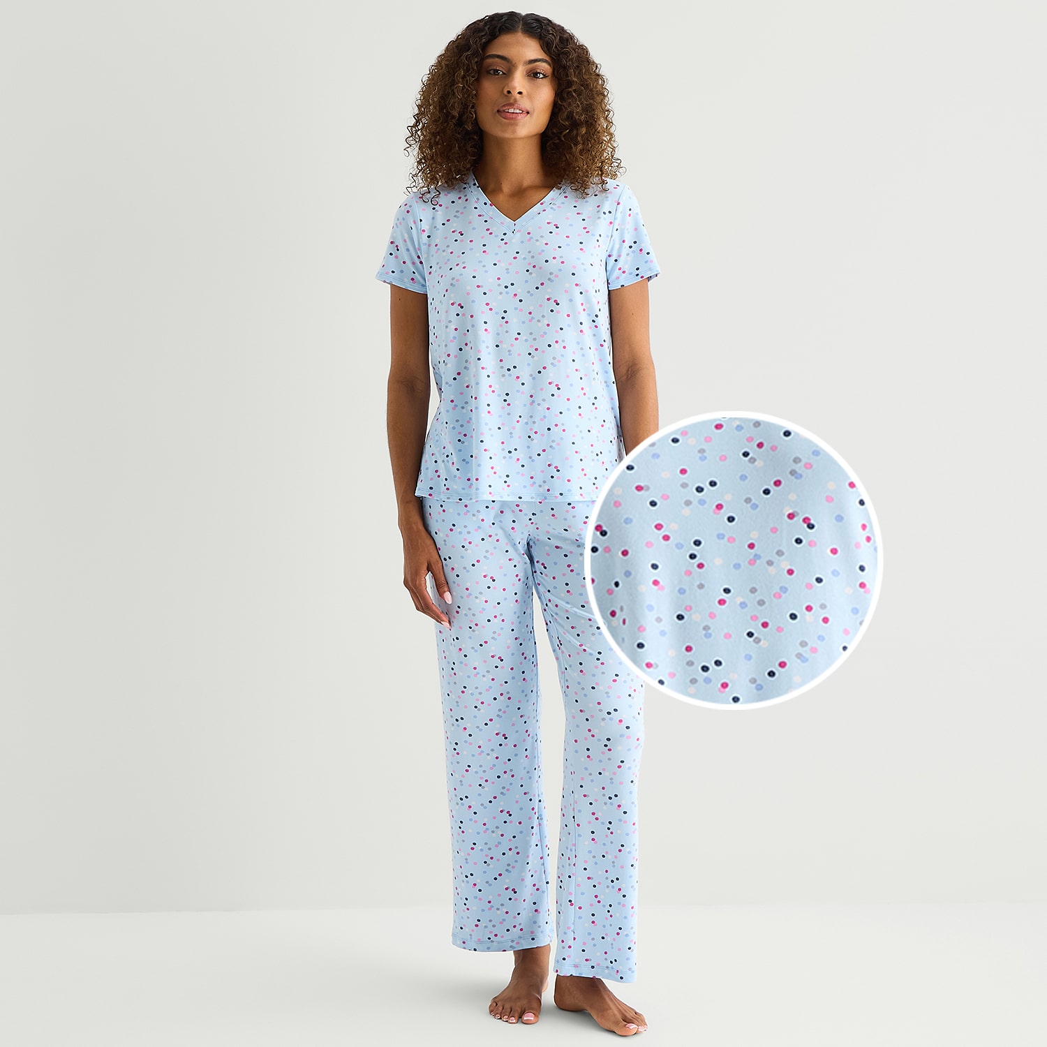 Jaclyn Womens V-Neck Short Sleeve 2-pc. Pajama Set
