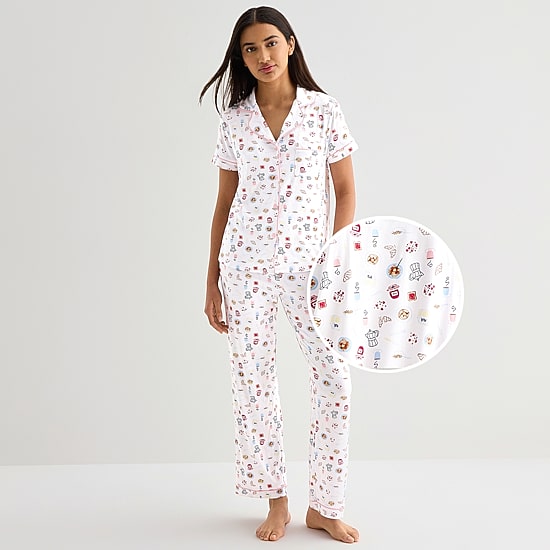 Jaclyn Womens Short Sleeve 2-pc. Pajama Set
