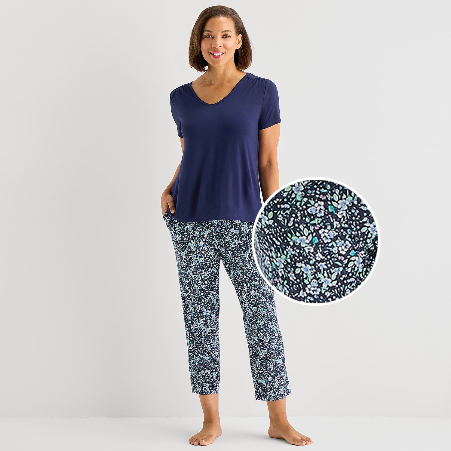Liz Claiborne Cool and Calm Womens V-Neck Short Sleeve 2-pc. Pajama Set