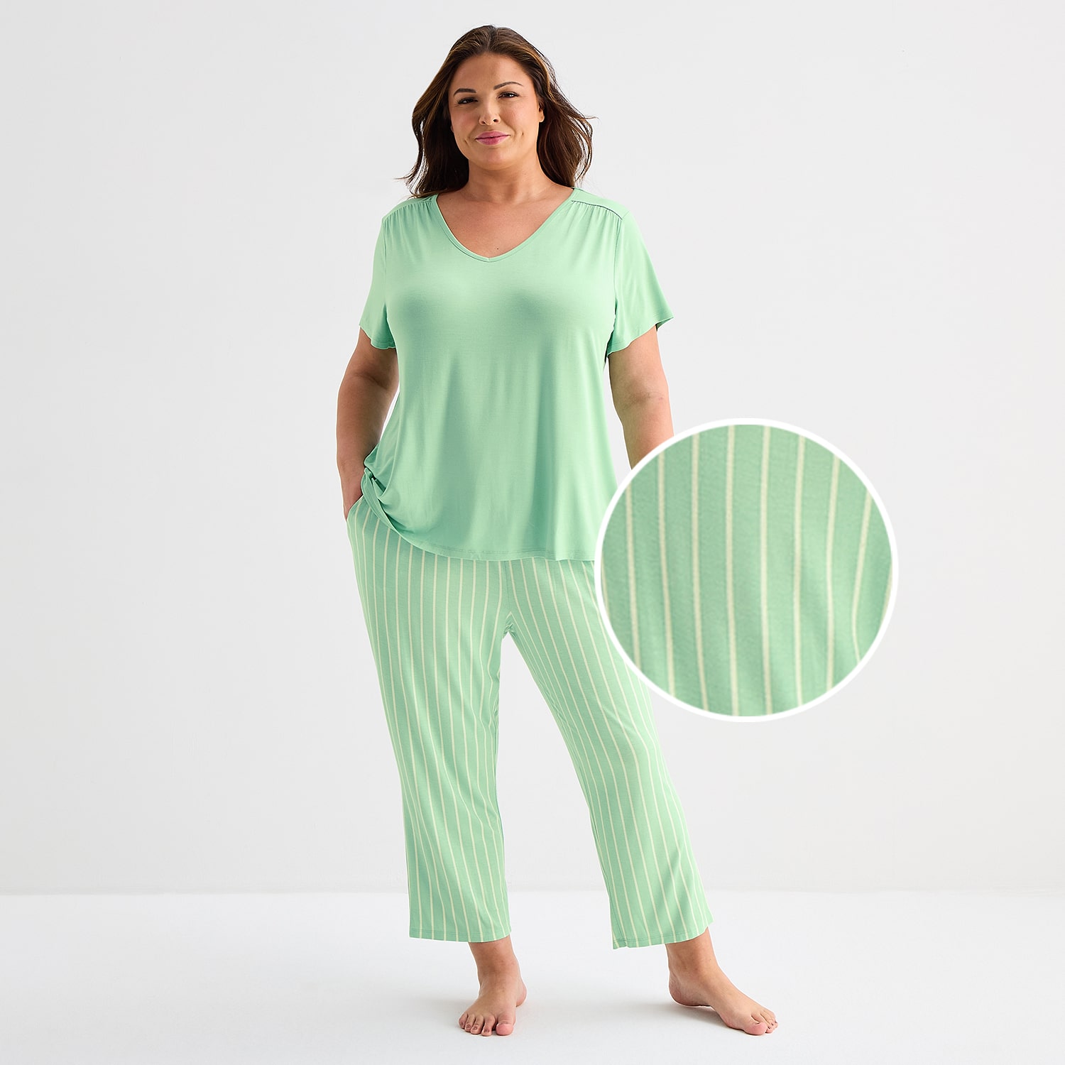 Liz Claiborne Cool and Calm Womens V-Neck Short Sleeve 2-pc. Plus Pajama Set
