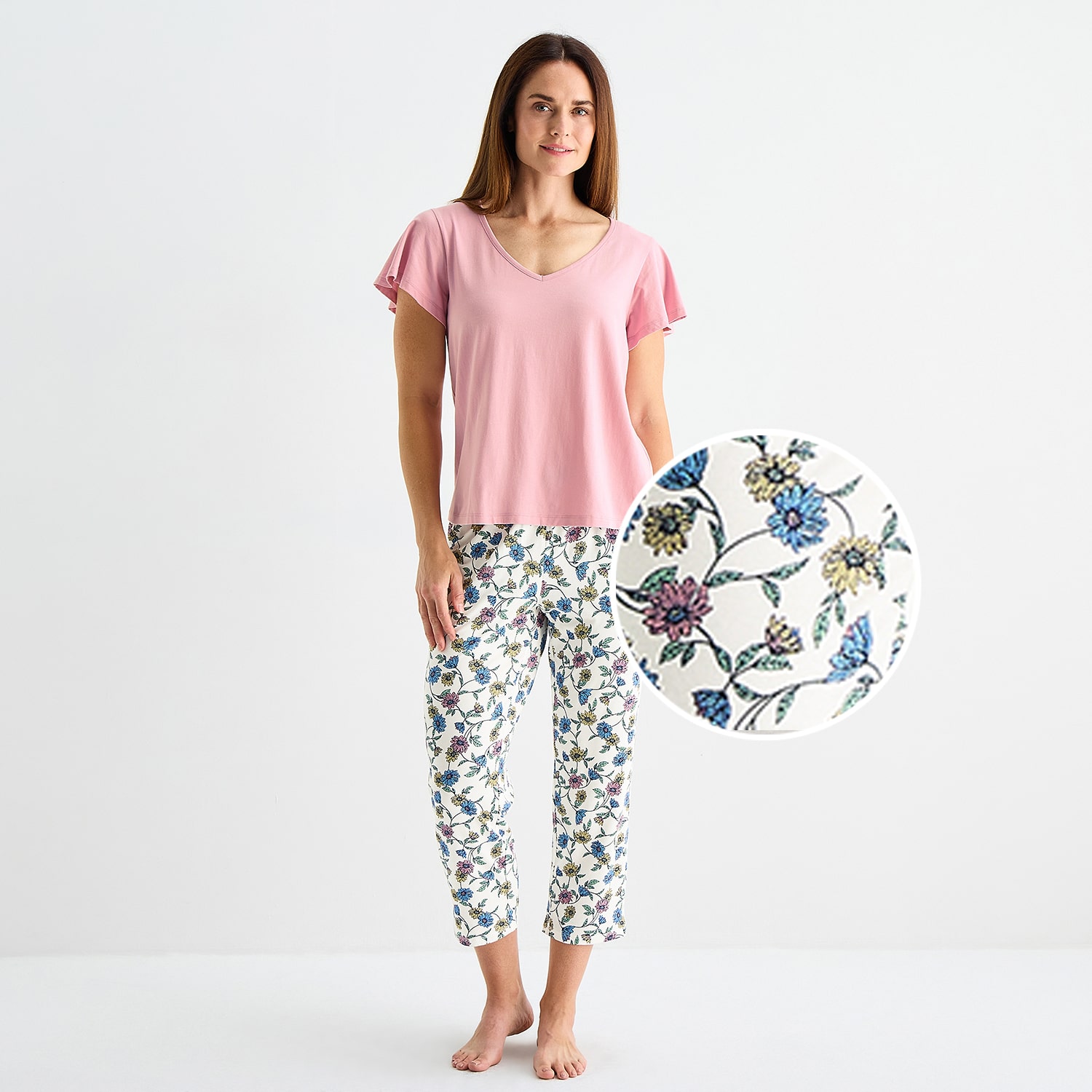 Liz Claiborne Womens V-Neck Short Sleeve 2-pc. Pajama Set